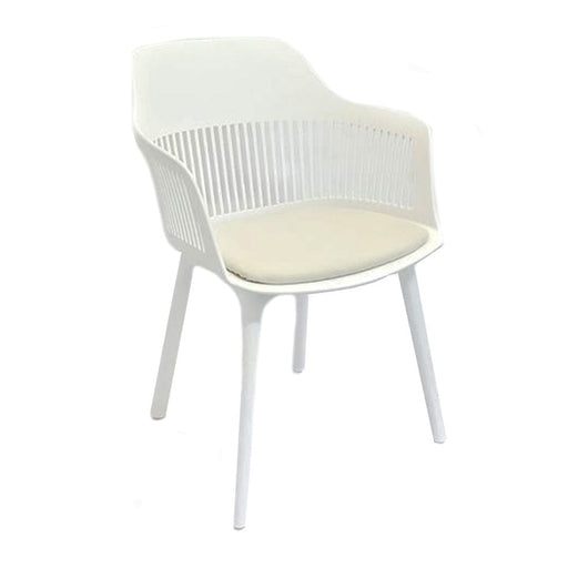 elevenpast Chairs White Lyric Polypropylene Chair with Fabric Seat CASL7047DPWHTFA