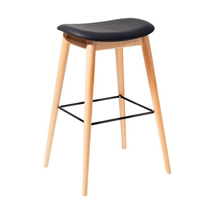 elevenpast Bar stool Black Vera Bar Stool - Wood Frame with Upholstered PU Seat CAX339BLKNAT75