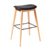 elevenpast Bar stool Black Vera Bar Stool - Wood Frame with Upholstered PU Seat CAX339BLKNAT75