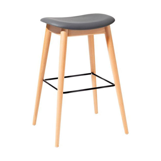 elevenpast Bar stool Grey Vera Bar Stool - Wood Frame with Upholstered PU Seat CAX339GREYNAT75