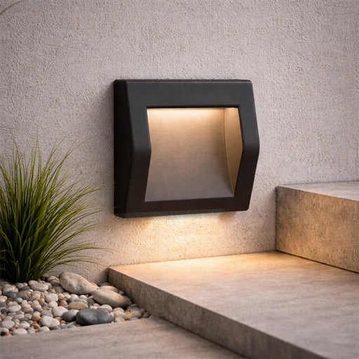 elevenpast step light LED Square Surface Mounted Step Light Matt Black - 2 Sizes