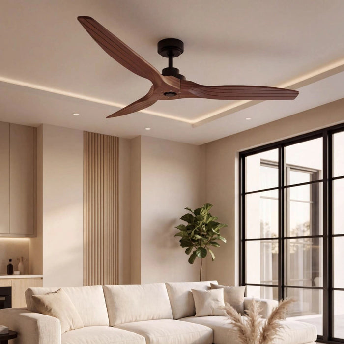 Solid Wood 3-Blade DC Ceiling Fan – Natural Wood | Dark Wood