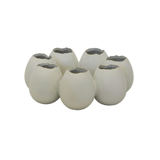 elevenpast Vases White / Large Ceramic Ostrich Egg Ring Vase White | Green CERAMICOSTRICHEGGRINGVASEWHITELARGE