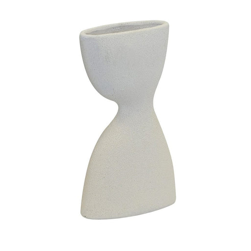elevenpast Ceramic Swazi Hourglass Vase - White CERAMICSWAZIHOURGLASS
