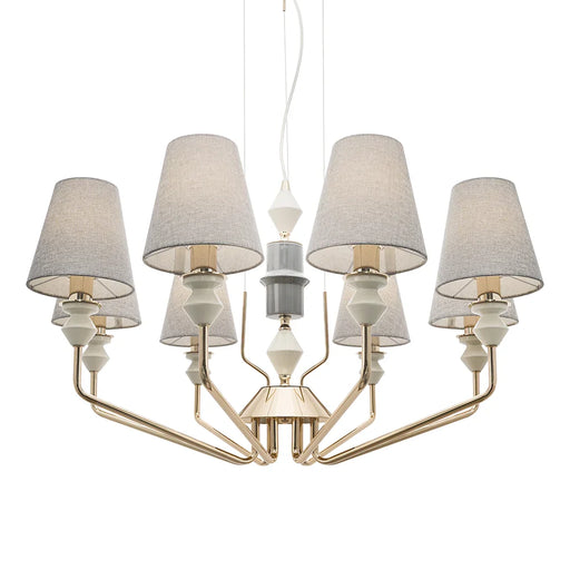 elevenpast Chandelier Aveline Golden Metal and Ceramic Chandelier - Grey Shades CH705 CERAMIC 6007226089202