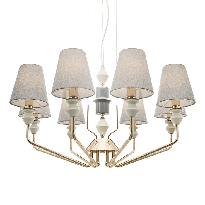 elevenpast Chandelier Aveline Golden Metal and Ceramic Chandelier - Grey Shades CH705 CERAMIC 6007226089202