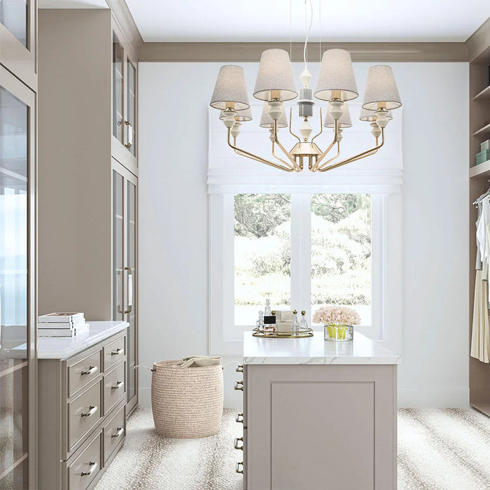 elevenpast Chandelier Aveline Golden Metal and Ceramic Chandelier - Grey Shades CH705 CERAMIC 6007226089202