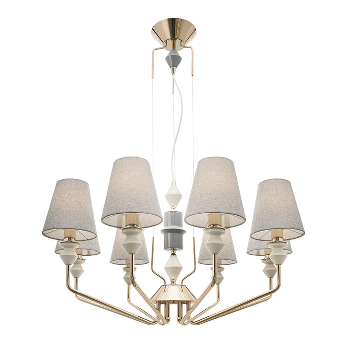 elevenpast Chandelier Aveline Golden Metal and Ceramic Chandelier - Grey Shades CH705 CERAMIC 6007226089202