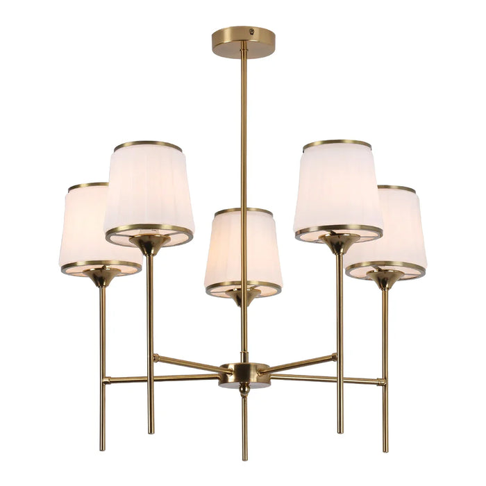 elevenpast Chandelier Astoria Brass Metal and White Glass Chandelier CH707/5 BRASS 6007226089851