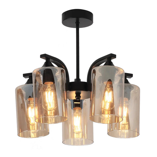 elevenpast Chandelier 5 Light Foundry Metal and Glass Chandelier - 5 Light | 3 Light CH709/5 BLACK 6007226089882