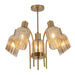 elevenpast Chandelier Gold / 5 Lamp Elara Metal and Fluted Glass Chandelier - Satin Chrome | Gold CH713/5 GOLD 6007226089943