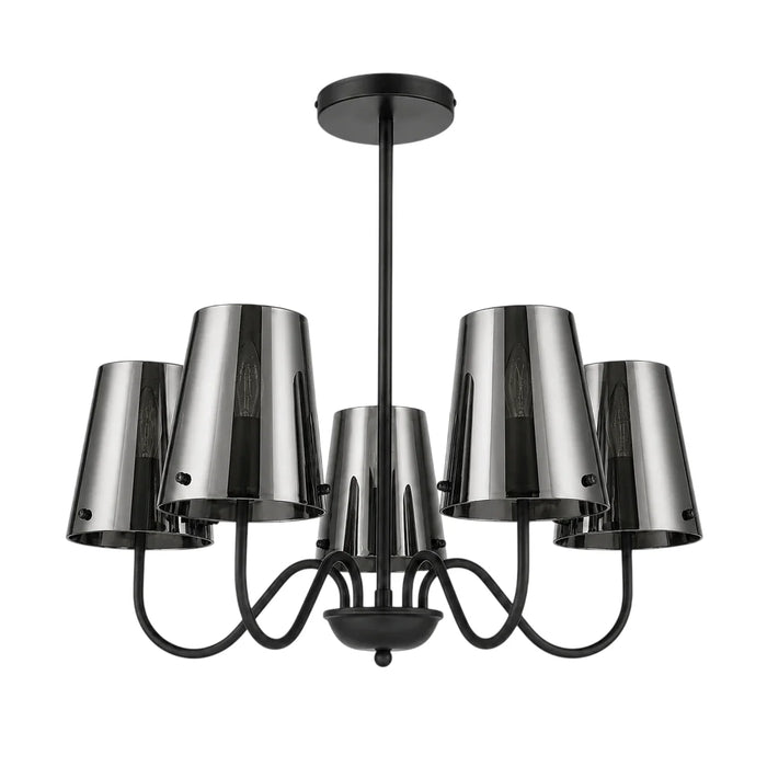 elevenpast Chandelier Mariana Metal and Glass Chandelier Mirror Black CH899/5 MATT BK 6007226086287