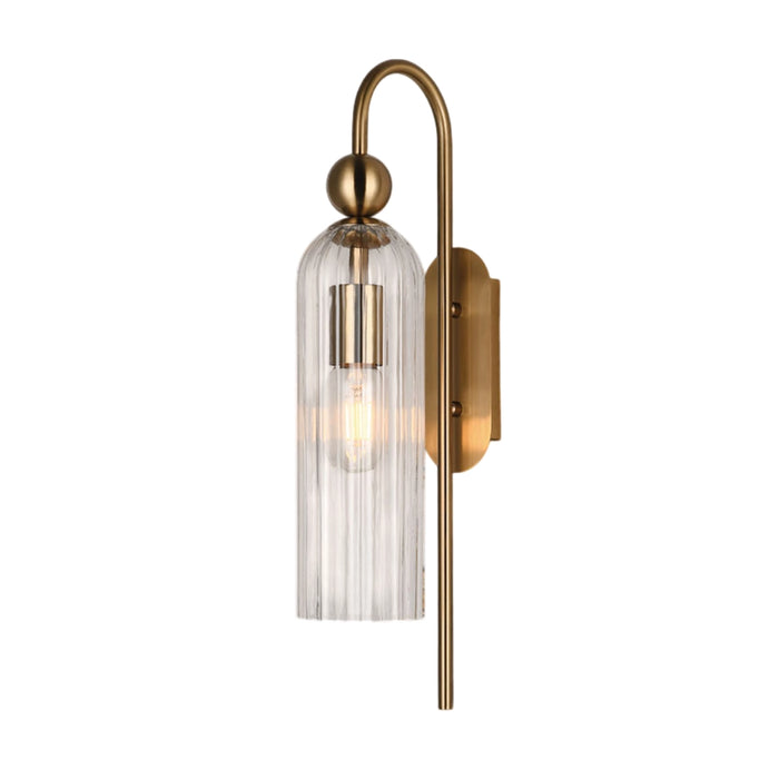 Belle Brass and Ribbeb Glass Wall Light – Clear | Smoke