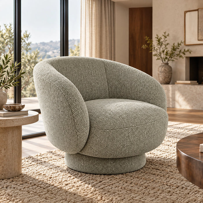Cove Curved Upholstered Swivel Chair
