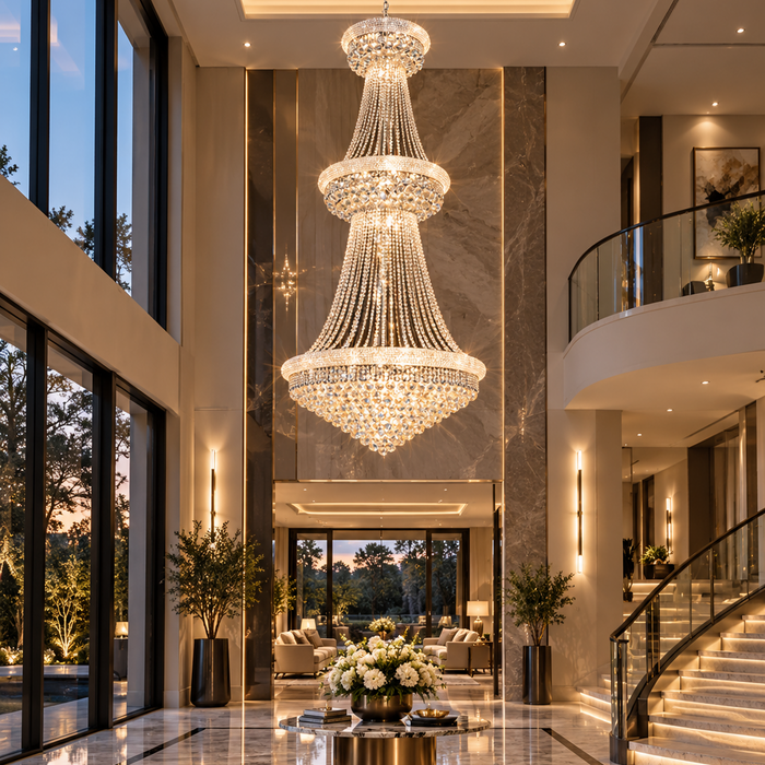 Double Crystal Chandelier Chrome