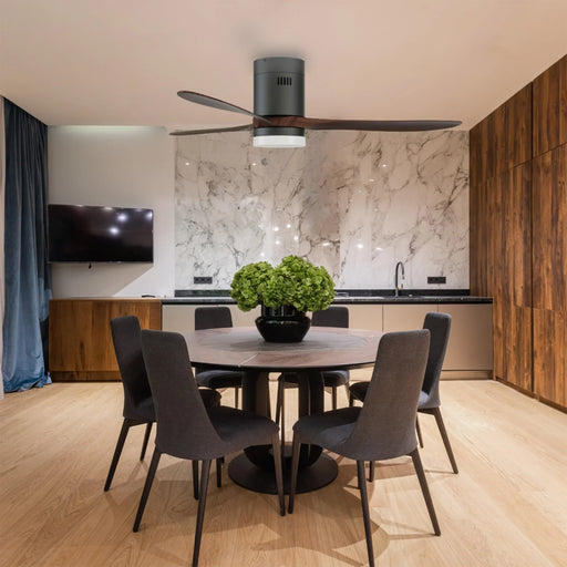 elevenpast Ceiling Fan Hugger Wooden 3-Blade Ceiling Fan with LED Light Kit – Light Oak | Dark Oak