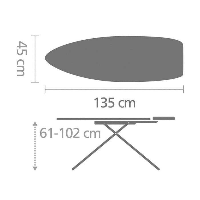 Brabantia ironing board Ironing Board 135x45cm (D) Heat Resistant Iron Parking Zone - New Dawn | Titan Oval