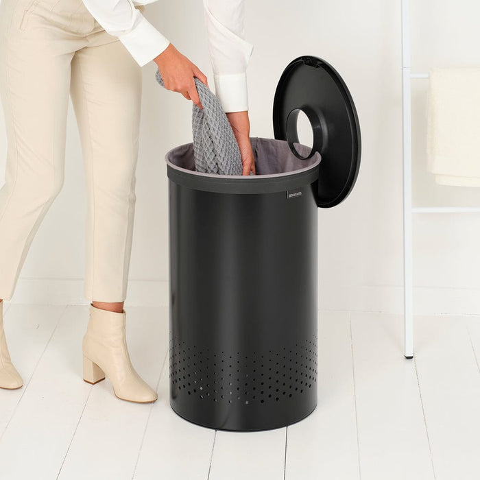 Brabantia laundry bin Laundry Bin 60 L – Matt Black with Dark Grey Lid
