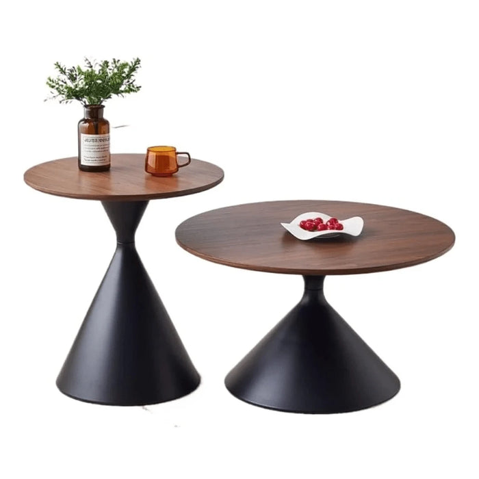 elevenpast Coffee Table Black Deora Wood and Metal Round Coffee Table Set in White | Black DeoraCoffeTableSetBlack