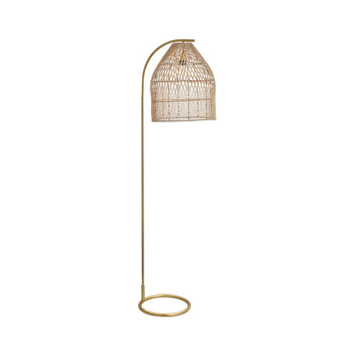 elevenpast Floor lamp Rattan and Metal Floor Lamp Satin Gold E-KLT-600F