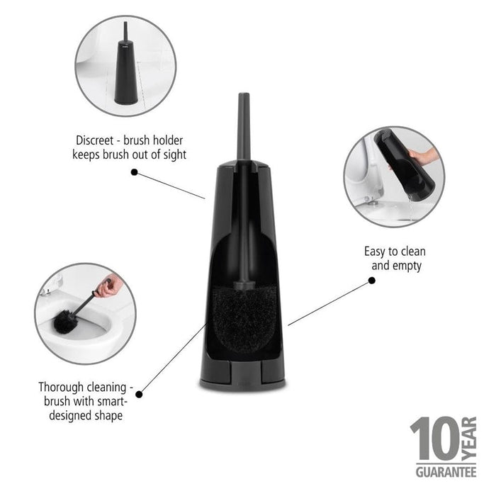 Brabantia Toilet Brush and Holder ReNew Toilet Brush and Holder - Black | Steel | Platinum | White | Soft Beige