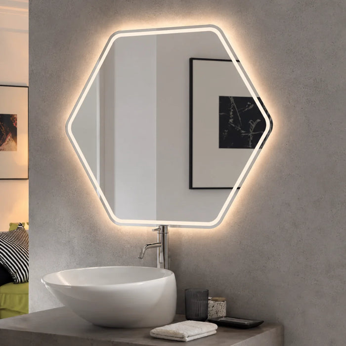 elevenpast Bathroom Mirror Colette Geometric Illuminated LED Bathroom Mirror with Defogger E89146CI1834