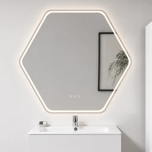 elevenpast Bathroom Mirror Colette Geometric Illuminated LED Bathroom Mirror with Defogger E89146CI1834