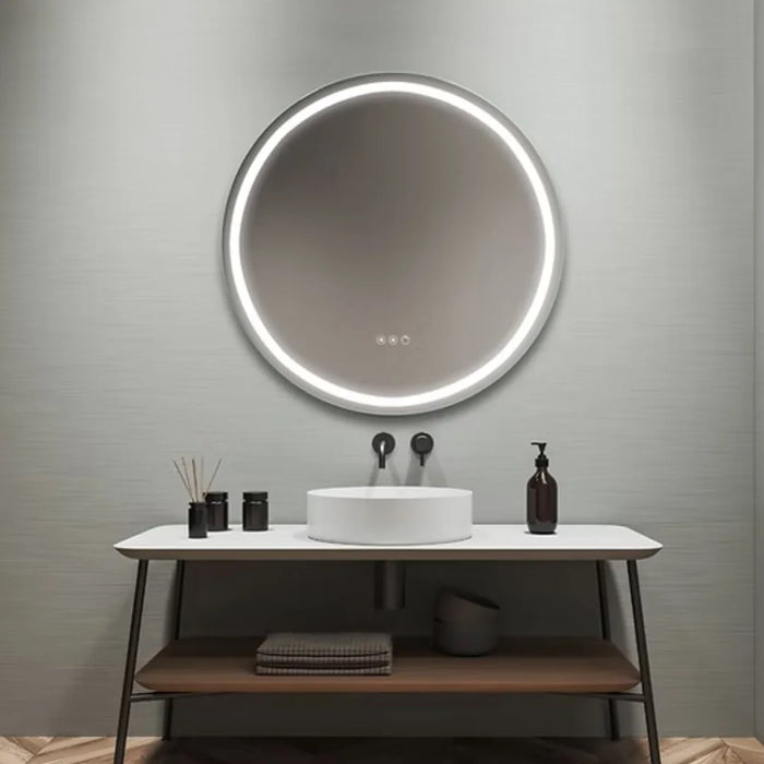 elevenpast Bathroom Mirror Mia Round 80cm Frontlit CCT LED Bathroom Mirror with Defogger E89154CI1834
