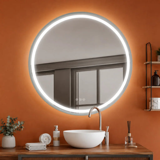 elevenpast Bathroom Mirror Mia Round 80cm Frontlit CCT LED Bathroom Mirror with Defogger E89154CI1834