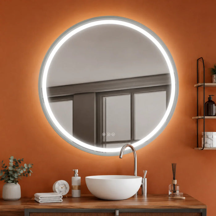 elevenpast Bathroom Mirror Mia Round 80cm Frontlit CCT LED Bathroom Mirror with Defogger E89154CI1834