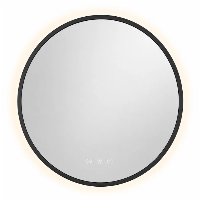 elevenpast Bathroom Mirror Sharon Round 80cm Black Framed Illuminated LED Bathroom Mirror with Defogger E89157CI1834
