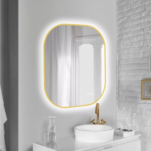 elevenpast Bathroom Mirror Sharon Illuminated CCT LED Gold Bathroom Mirror with Defogger E89193CI1834