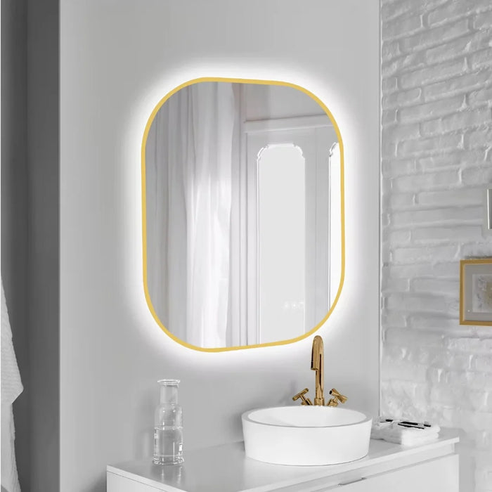 elevenpast Bathroom Mirror Sharon Illuminated CCT LED Gold Bathroom Mirror with Defogger E89193CI1834