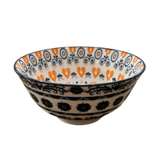 elevenpast Bowls Orange & Black Hearts Ceramic Eastern Bowl Set Of 6 | 5 Styles EASTB001M