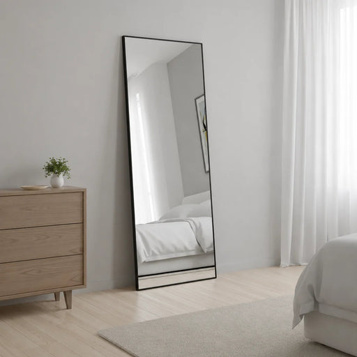elevenpast Mirrors Solace Leaning Mirror in Brushed Silver | Black