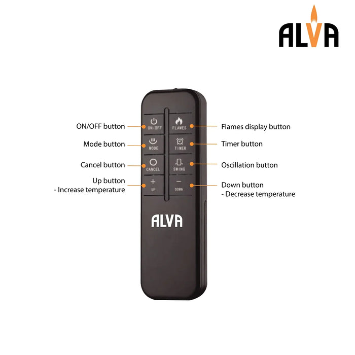 ALVA Heater ALVA Electric Tower Fan Heater | Flame Effect Design | Remote Control EIH209 6009715630346