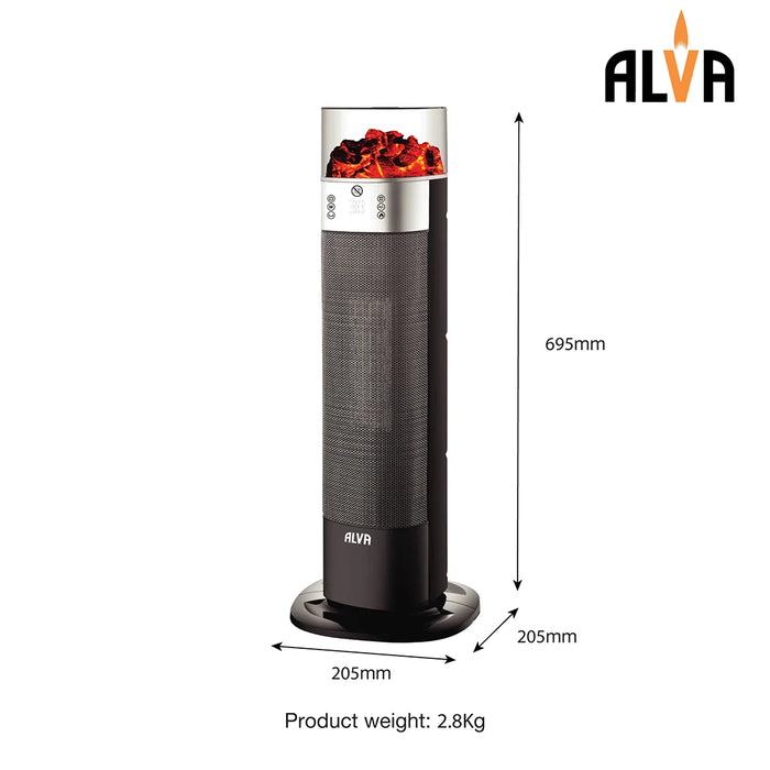 ALVA Heater ALVA Electric Tower Fan Heater | Flame Effect Design | Remote Control EIH209 6009715630346