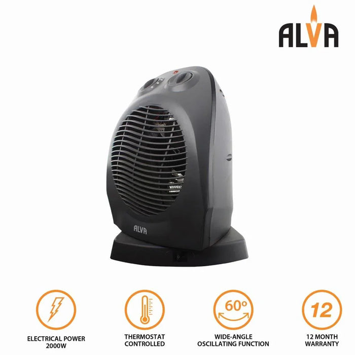 ALVA Heater ALVA Electric Fan Heater | 2000W | Oscillation | Black EIH504 6009715630315