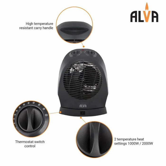 ALVA Heater ALVA Electric Fan Heater | 2000W | Oscillation | Black EIH504 6009715630315