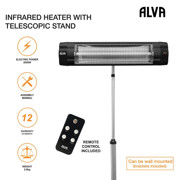 ALVA Heater ALVA Electric Infrared Heater | Telescopic Stand and Remote Control | Wall-mountable EPH650 6009715630377