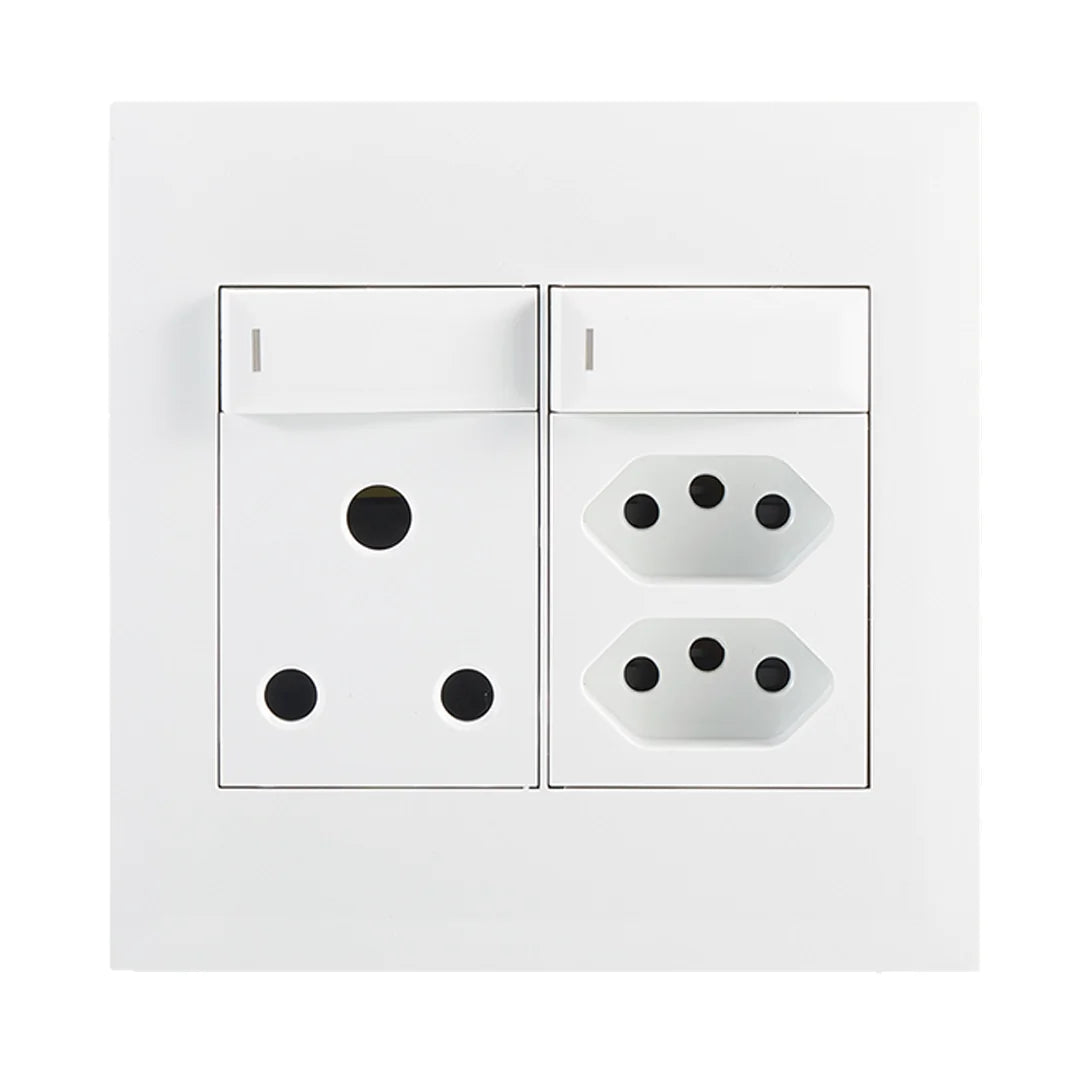 Multi-Socket Wall Outlet 16A Switched Socket and Dual Slim 2-Pin Socke ...