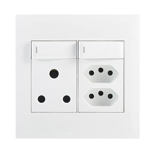 elevenpast switch White Multi-Socket Wall Outlet 16A Switched Socket and Dual Slim 2-Pin Sockets – Black | White EPL235 WHITE 6007226092059