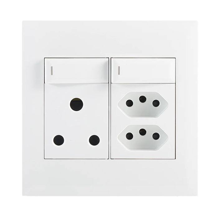 elevenpast switch White Multi-Socket Wall Outlet 16A Switched Socket and Dual Slim 2-Pin Sockets – Black | White EPL235 WHITE 6007226092059