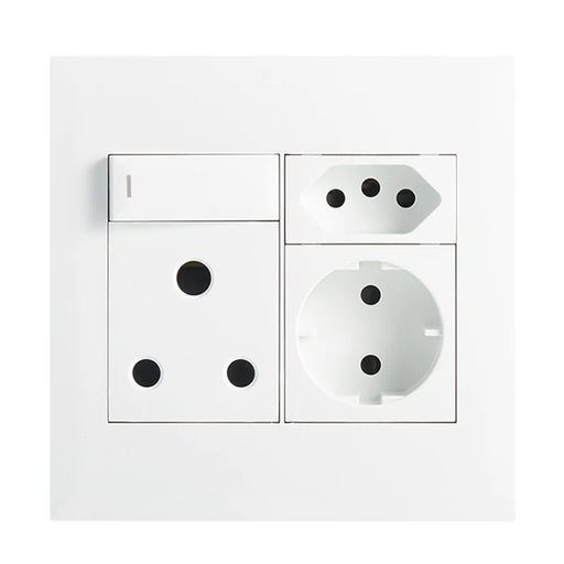 elevenpast switch White Multi-Socket Wall Outlet with 16A Switched Plug and Schuko Socket – Black | White EPL236 WHITE 66007226092066