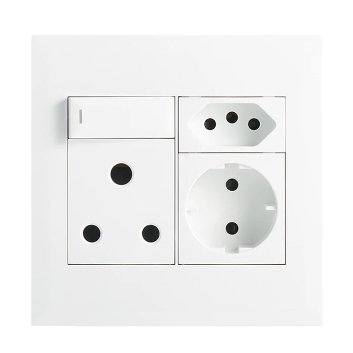 elevenpast switch White Multi-Socket Wall Outlet with 16A Switched Plug and Schuko Socket – Black | White EPL236 WHITE 66007226092066