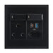 elevenpast switch Black Wall Socket with 16A Switched Socket, Slim 2-Pin Socket and USB A - USB C port – Black | White EPL284 BLACK 6007226092103