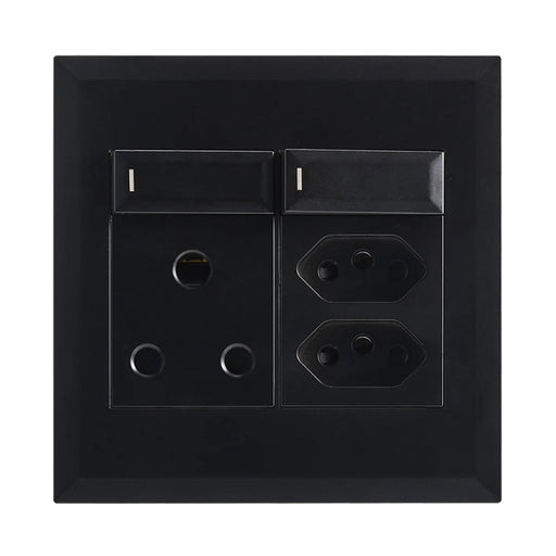 elevenpast switch Black Multi-Socket Wall Outlet 16A Switched Socket and Dual Slim 2-Pin Sockets – Black | White EPL285 BLACK 6007226092110