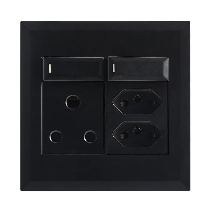 elevenpast switch Black Multi-Socket Wall Outlet 16A Switched Socket and Dual Slim 2-Pin Sockets – Black | White EPL285 BLACK 6007226092110