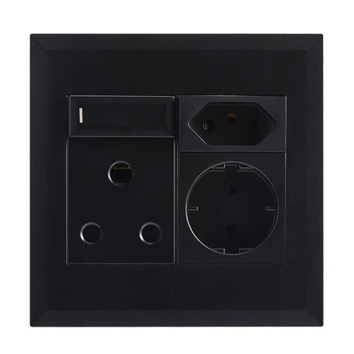 elevenpast switch Black Multi-Socket Wall Outlet with 16A Switched Plug and Schuko Socket – Black | White EPL286 BLACK 6007226092127