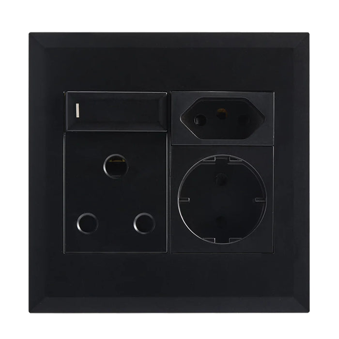 elevenpast switch Black Multi-Socket Wall Outlet with 16A Switched Plug and Schuko Socket – Black | White EPL286 BLACK 6007226092127